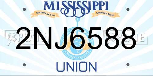 2NJ6588 Mississippi License Plate