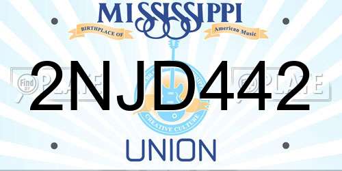 2NJD442 Mississippi License Plate