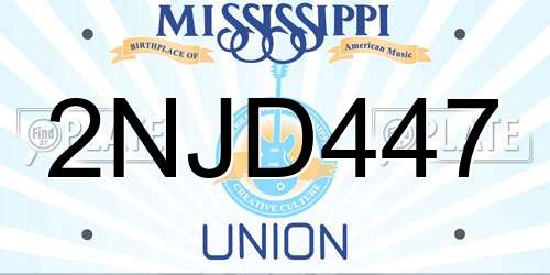 2NJD447 Mississippi License Plate