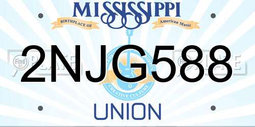 2NJG588 Mississippi License Plate