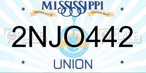 2NJO442 Mississippi License Plate