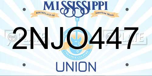 2NJO447 Mississippi License Plate