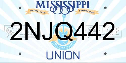 2NJQ442 Mississippi License Plate
