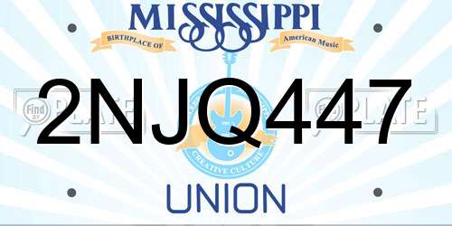 2NJQ447 Mississippi License Plate