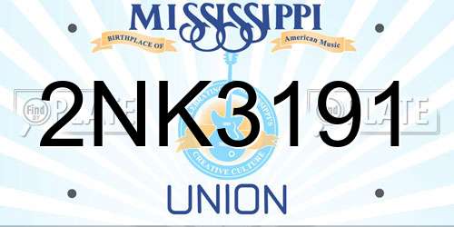 2NK3191 Mississippi License Plate
