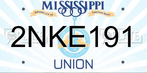 2NKE191 Mississippi License Plate