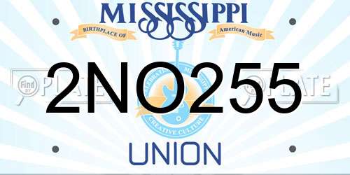 2NO255 Mississippi License Plate