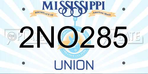 2NO285 Mississippi License Plate