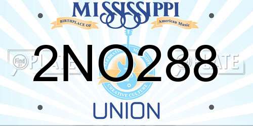 2NO288 Mississippi License Plate