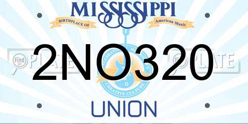 2NO320 Mississippi License Plate