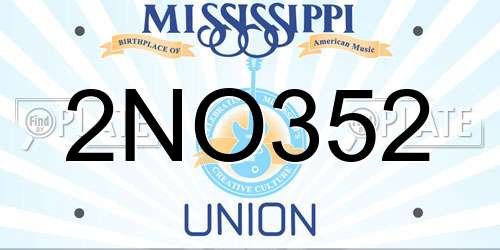 2NO352 Mississippi License Plate