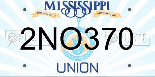 2NO370 Mississippi License Plate