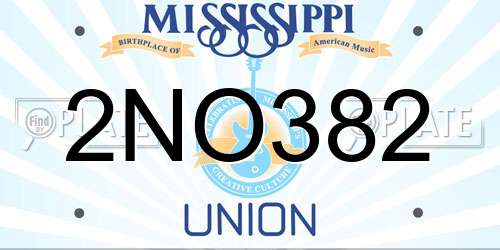 2NO382 Mississippi License Plate