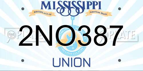 2NO387 Mississippi License Plate
