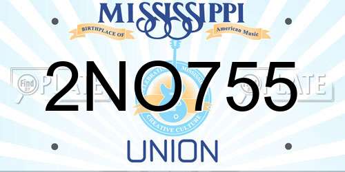 2NO755 Mississippi License Plate