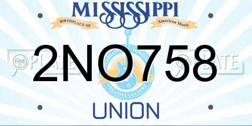 2NO758 Mississippi License Plate
