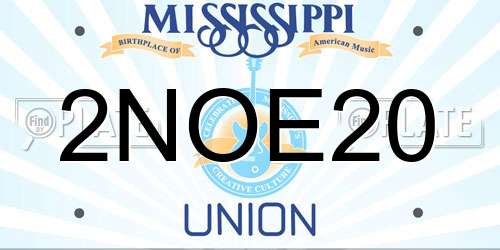 2NOE20 Mississippi License Plate