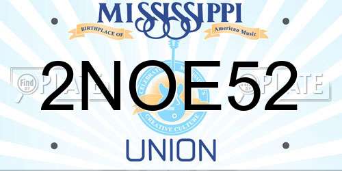 2NOE52 Mississippi License Plate