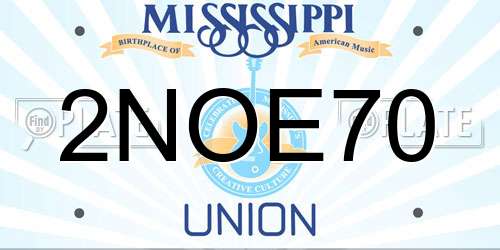 2NOE70 Mississippi License Plate