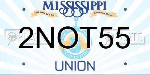 2NOT55 Mississippi License Plate