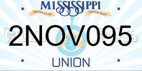 2NOV095 Mississippi License Plate
