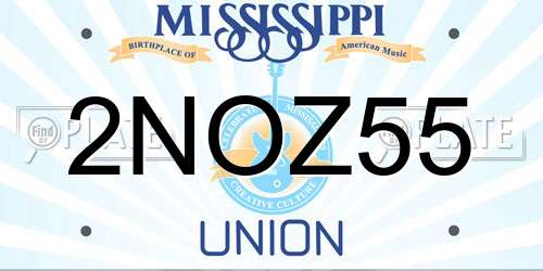 2NOZ55 Mississippi License Plate