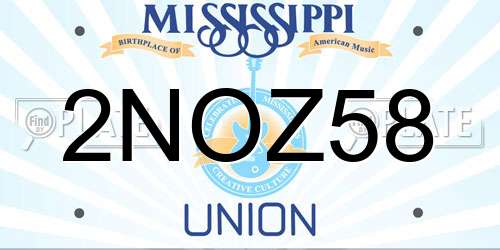 2NOZ58 Mississippi License Plate
