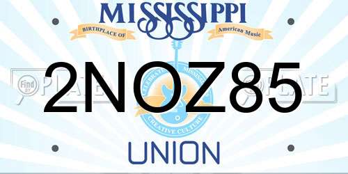 2NOZ85 Mississippi License Plate