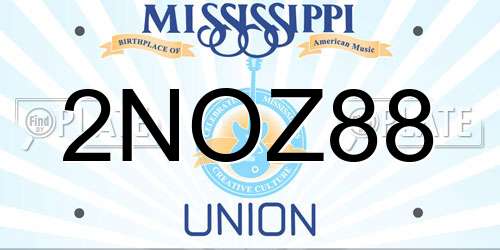 2NOZ88 Mississippi License Plate
