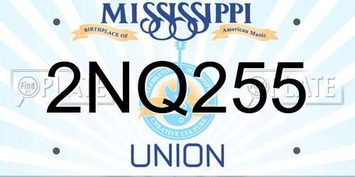 2NQ255 Mississippi License Plate