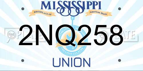2NQ258 Mississippi License Plate