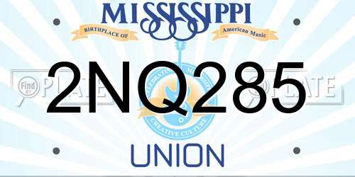 2NQ285 Mississippi License Plate