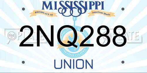 2NQ288 Mississippi License Plate