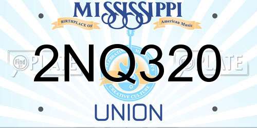 2NQ320 Mississippi License Plate