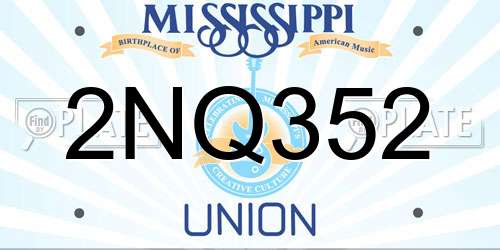 2NQ352 Mississippi License Plate