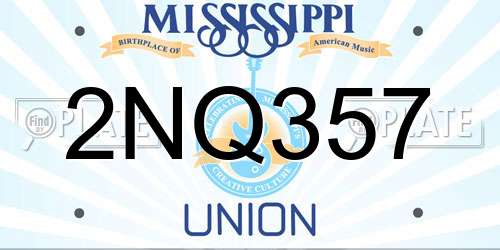 2NQ357 Mississippi License Plate