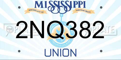 2NQ382 Mississippi License Plate