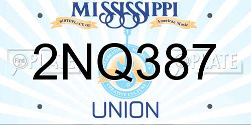 2NQ387 Mississippi License Plate