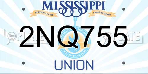 2NQ755 Mississippi License Plate