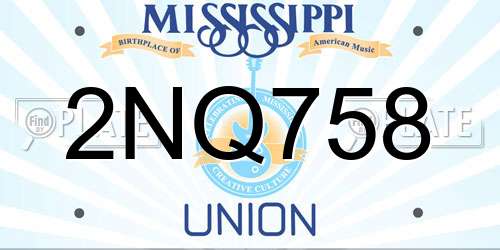 2NQ758 Mississippi License Plate