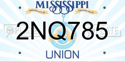 2NQ785 Mississippi License Plate