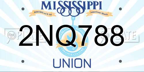 2NQ788 Mississippi License Plate