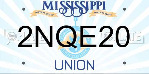 2NQE20 Mississippi License Plate