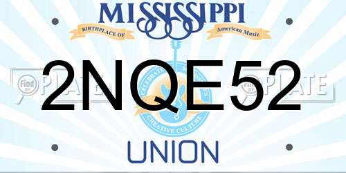 2NQE52 Mississippi License Plate
