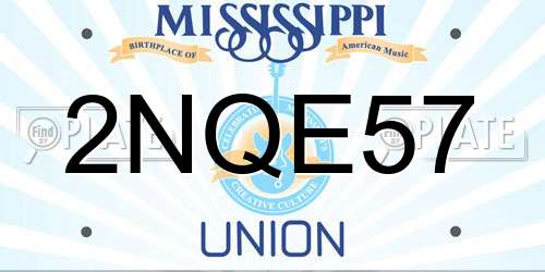 2NQE57 Mississippi License Plate