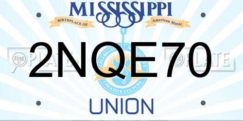2NQE70 Mississippi License Plate