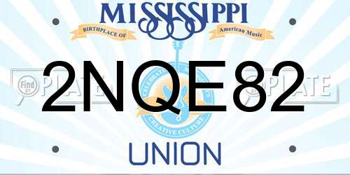 2NQE82 Mississippi License Plate