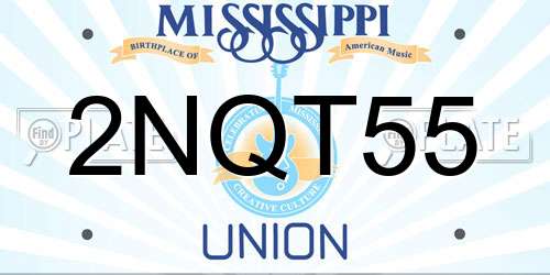 2NQT55 Mississippi License Plate