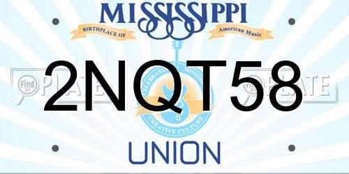 2NQT58 Mississippi License Plate