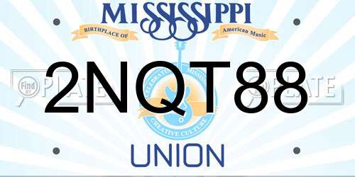 2NQT88 Mississippi License Plate